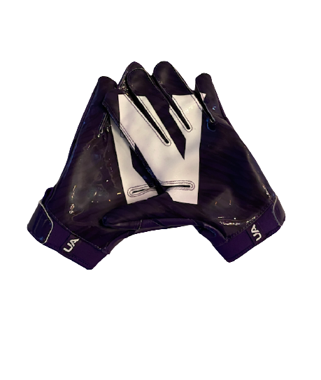 Kyric McGowan Northwestern Football Player Exclusive Football Gloves (Size L)