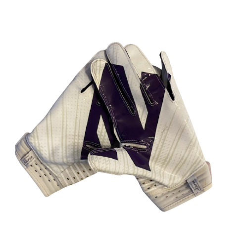 Kyric McGowan Northwestern Football Player Exclusive Football Gloves (Size L)