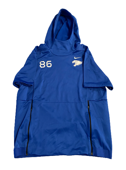 Grant McKinniss Kentucky Football Player Exclusive Pre-Game Short-Sleeve Hoodie with Number (Size L)