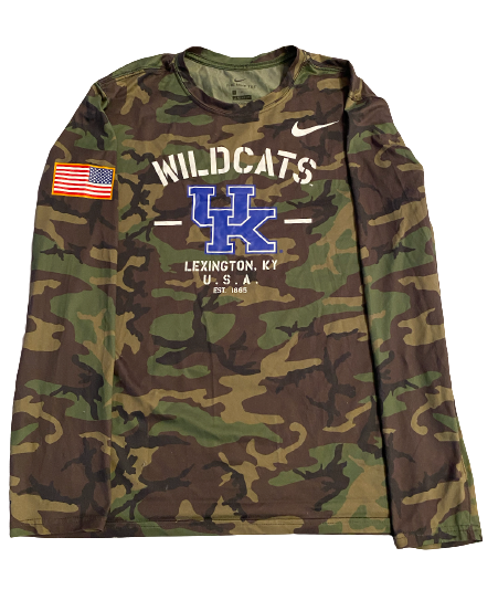 Grant McKinniss Kentucky Football Team Issued Camo Long Sleeve Shirt (Size L)