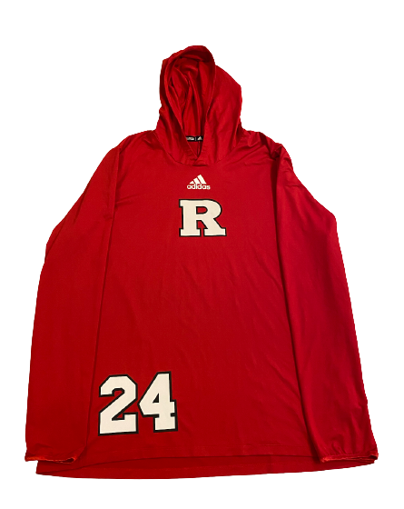 Patrice Rene Rutgers Football Player Exclusive Warm-Up Performance Hoodie with Number (Size XL)