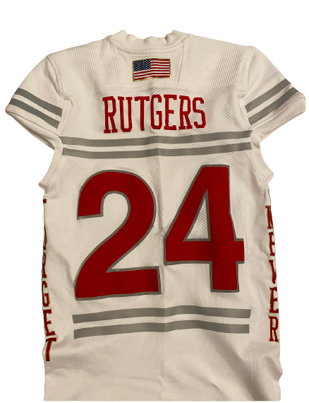 Patrice Rene Rutgers Football Player Exclusive Authentic Game Issued "9/11 Never Forget" Jersey (Size L)