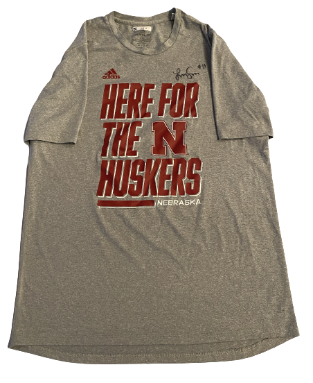 Lexi Sun Nebraska Volleyball SIGNED "HERE FOR THE HUSKERS" Practice Shirt with Player Tag (Size LT)
