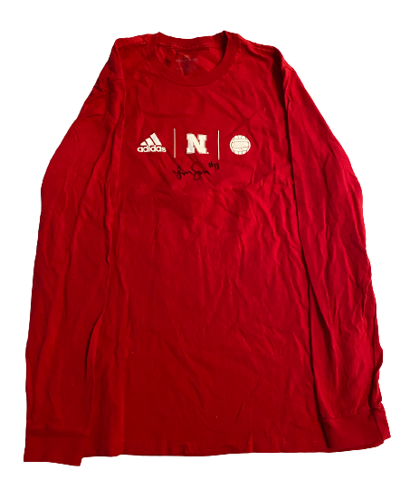 Lexi Sun Nebraska Volleyball SIGNED Red Long Sleeve Practice Shirt (Size XL)