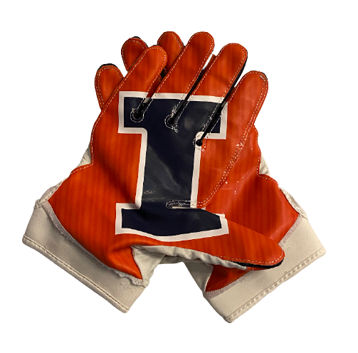 Jake Hansen Illinois Player Exclusive Football Gloves (Size 2XL)