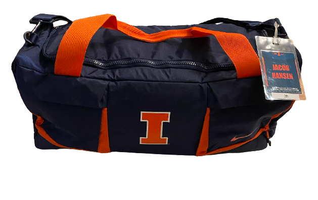 Jake Hansen Illinois Exclusive Travel Duffel Bag with Player Tag