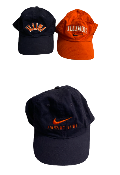 Jake Hansen Illinois Football Team Issued Set of (3) Hats