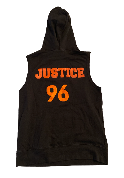 John Parker Romo Virginia Tech Football Player Exclusive Sleeveless "LOVE & JUSTICE" Hoodie with Number (Size M)
