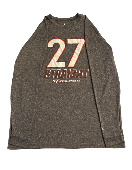 John Parker Romo Virginia Tech Football Team Exclusive "27 Straight Bowl Streak" Long Sleeve Shirt (Size L)