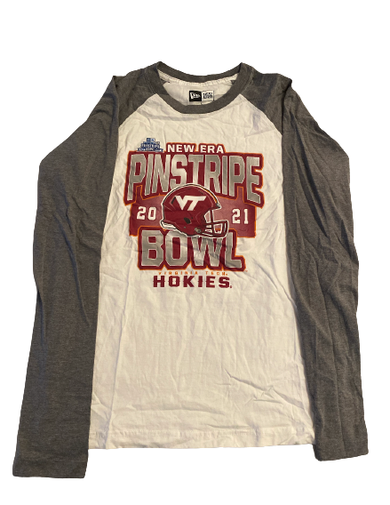 John Parker Romo Virginia Tech Football Yankee Stadium Pinstripe Bowl Long Sleeve Shirt (Size L)