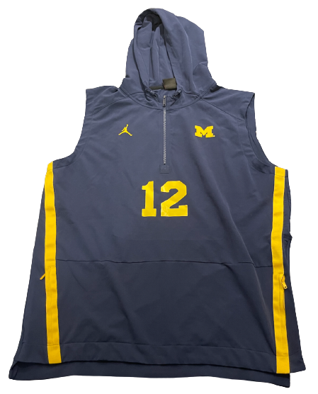 Josh Ross Michigan Football Player Exclusive Pre-Game Warm-Up Pullover with 