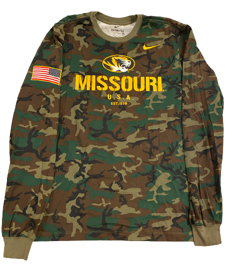 Grant McKinniss Missouri Football Team Issued Camo Long Sleeve Shirt (Size L)