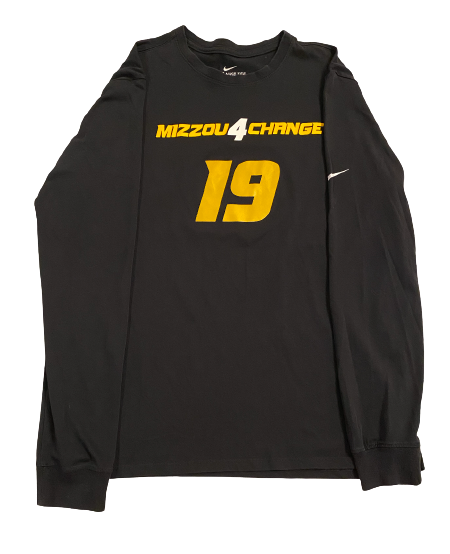 Grant McKinniss Missouri Football Team Exclusive Long Sleeve Pre-Game Warm-Up Shirt With Number (Size L)
