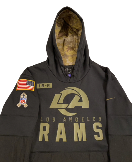 David Long Jr. Los Angeles Rams Team Issued Exclusive Military Appreciation Sweatshirt with Player Tag (Size L)