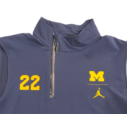 David Long Jr. Michigan Football Player Exclusive Sleeveless Pre-Game Warm-Up Jacket with 