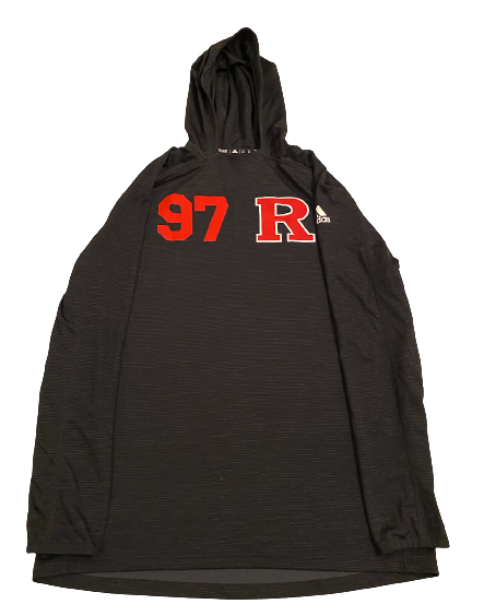 Mike Tverdov Rugers Football Team Exclusive Pre-Game Warm-Up Hoodie with Number (Size XLT)