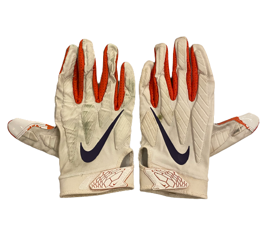 Nyles Pinckney Clemson Player Exclusive Game Worn Football Gloves (Size 3XL)