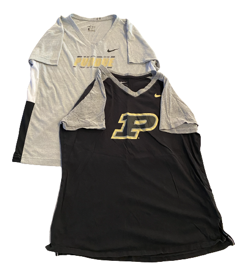 Jena Otec Purdue Volleyball Set of (2) Team Issued T-Shirts (Size Women&