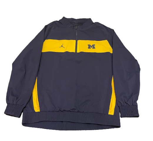 Matt Torey Michigan Football Team Exclusive Quarter-Zip Jacket with Number Sewn on Back (Size L)