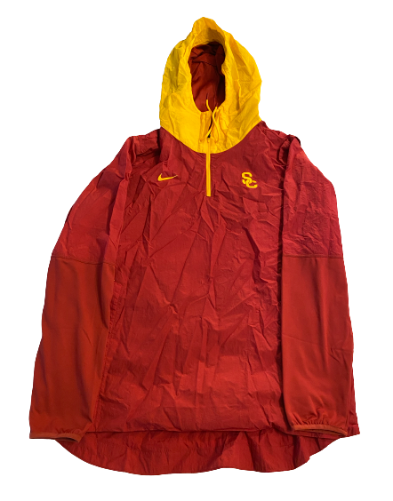 Erik Krommenhoek USC Football Team Issued Quarter-Zip Windbreaker Jacket (Size XL)