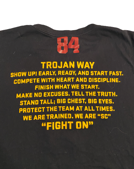 Erik Krommenhoek USC Football Team Exclusive Strength & Conditioning Shirt with Number on Back (Size XL)