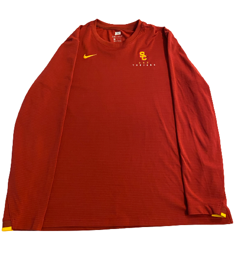 Erik Krommenhoek USC Football Team Issued Long Sleeve Waffle Style Pullover (Size XL)