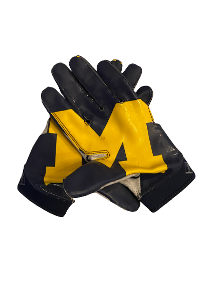 Kekoa Crawford Michigan Football Player Exclusive Football Gloves (Size L)