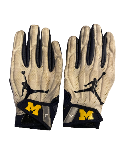 Kekoa Crawford Michigan Football Player Exclusive Football Gloves (Size L)