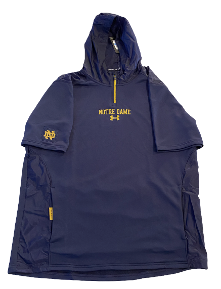 Adam Shibley Notre Dame Football Team Issued Short-Sleeve Quarter-Zip Hoodie (Size XL)