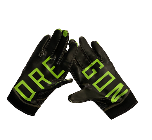 Nate Heaukulani Oregon Football Player Exclusive Football Gloves (Size XL)