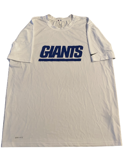 Alex Bachman New York Giants Team Issued Workout Shirt with Player Tag (Size XL)