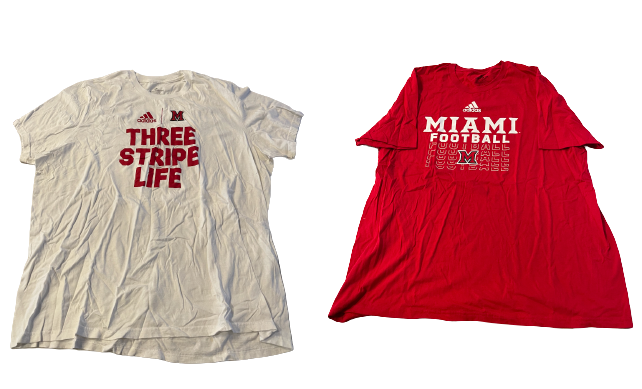 Tommy Doyle Miami Ohio Football Set of (2) Team Issued Workout Shirt (Size 2XL)