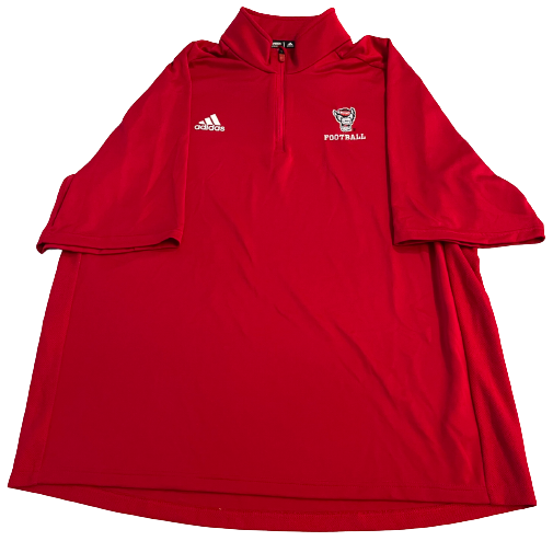Dexter Wright NC State Football Team Issued Short-Sleeve Quarter-Zip Pullover (Size XL)