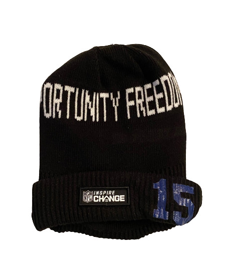 Collin Johnson New York Giants Exclusive "Justice Equity Freedom" Beanie Hat with Number