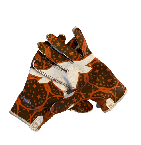 Collin Johnson Texas Player Exclusive Football Gloves (Size XL)