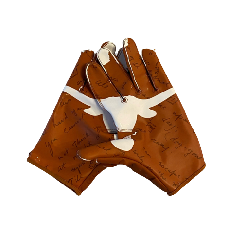Collin Johnson Texas Player Exclusive Football Gloves (Size XL)