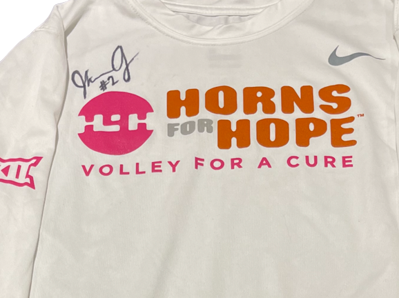 Jhenna Gabriel Texas Volleyball SIGNED Team Exclusive Horns for Hope Long Sleeve Shirt (Size M)