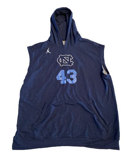 Braden Hunter North Carolina Football Exclusive Pre-Game Sleeveless Hooded Warm-Up with Number (Size XL)