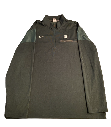 Kevin Jarvis Michigan State Football Team Issued Quarter-Zip Pullover (Size 3XL)