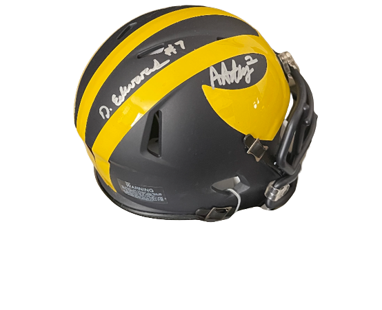 Donovan Edwards & Andrel Anthony Dual Signed Michigan Officially Licensed Mini-Helmet (Riddell Speed)