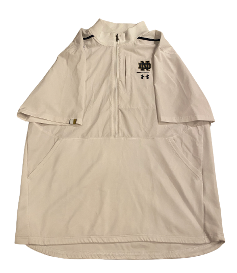 Mike McCray Notre Dame Football Under Armour Half-Zip Short Sleeve Pullover (Size 2XL)