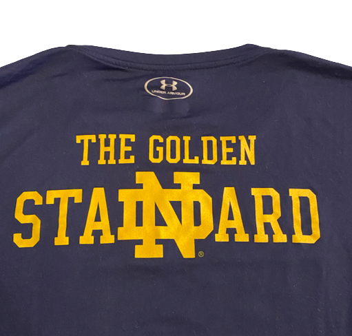 Mike McCray Notre Dame Football Under Armour "THE GOLDEN STANDARD" Long Sleeve Shirt (Size 2XL)