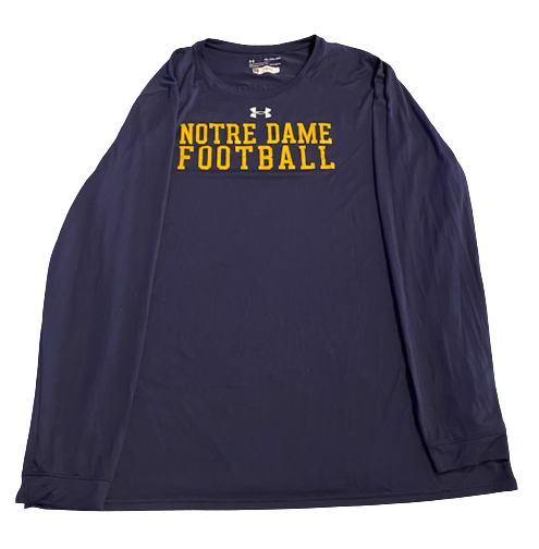 Mike McCray Notre Dame Football Under Armour "THE GOLDEN STANDARD" Long Sleeve Shirt (Size 2XL)