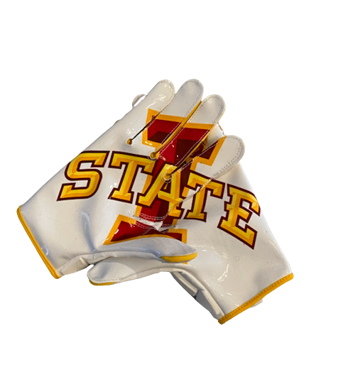 Lawrence White Iowa State Football Player Exclusive Football Gloves (Size L)