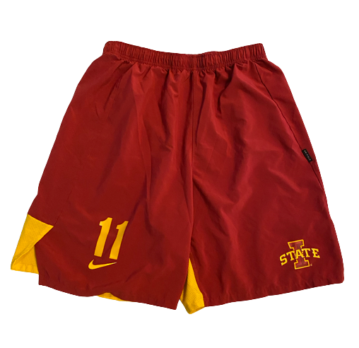 Lawrence White Iowa State Football Team Issued Shorts with Number (Size L)