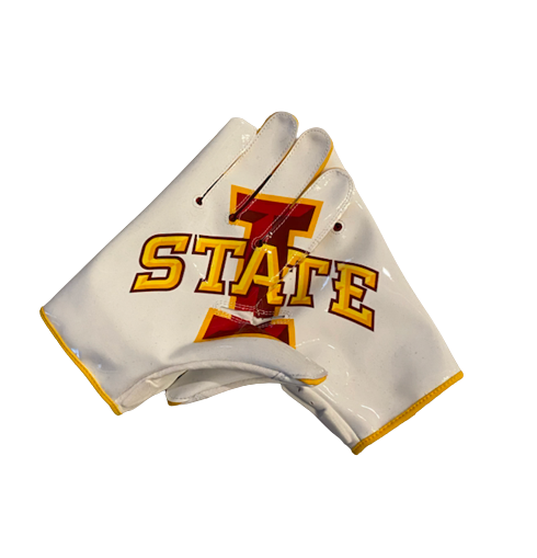 Lawrence White Iowa State Football Player Exclusive Football Gloves (Size XL)