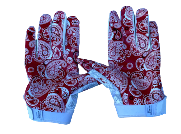 Shawn Asbury Boston College Football Player Exclusive "RED BANDANA GAME" Gloves (Size 2XL)