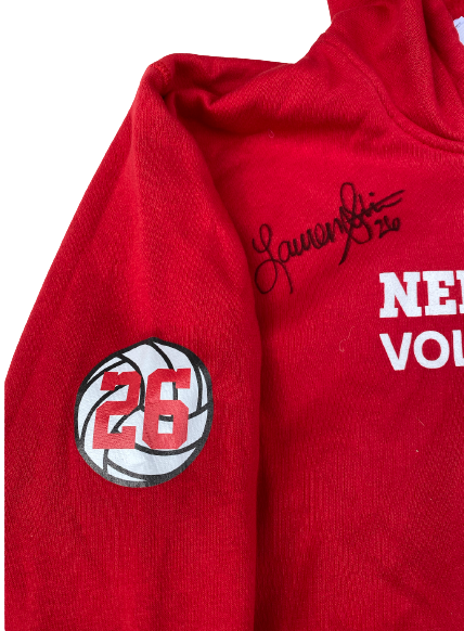 Lauren Stivrins Nebraska Volleyball SIGNED Team Exclusive Sweatshirt with NUMBER on Sleeve (Size XL)