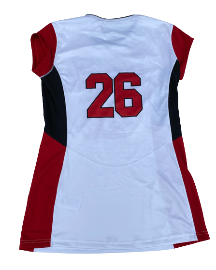 Lauren Stivrins Nebraska Volleyball SIGNED GAME WORN Sleeveless White Jersey (Size MT)