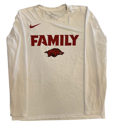 Emeka Obukwelu Arkansas Basketball Team Exclusive "FAMILY" Long Sleeve Shooting Shirt (Size XL)